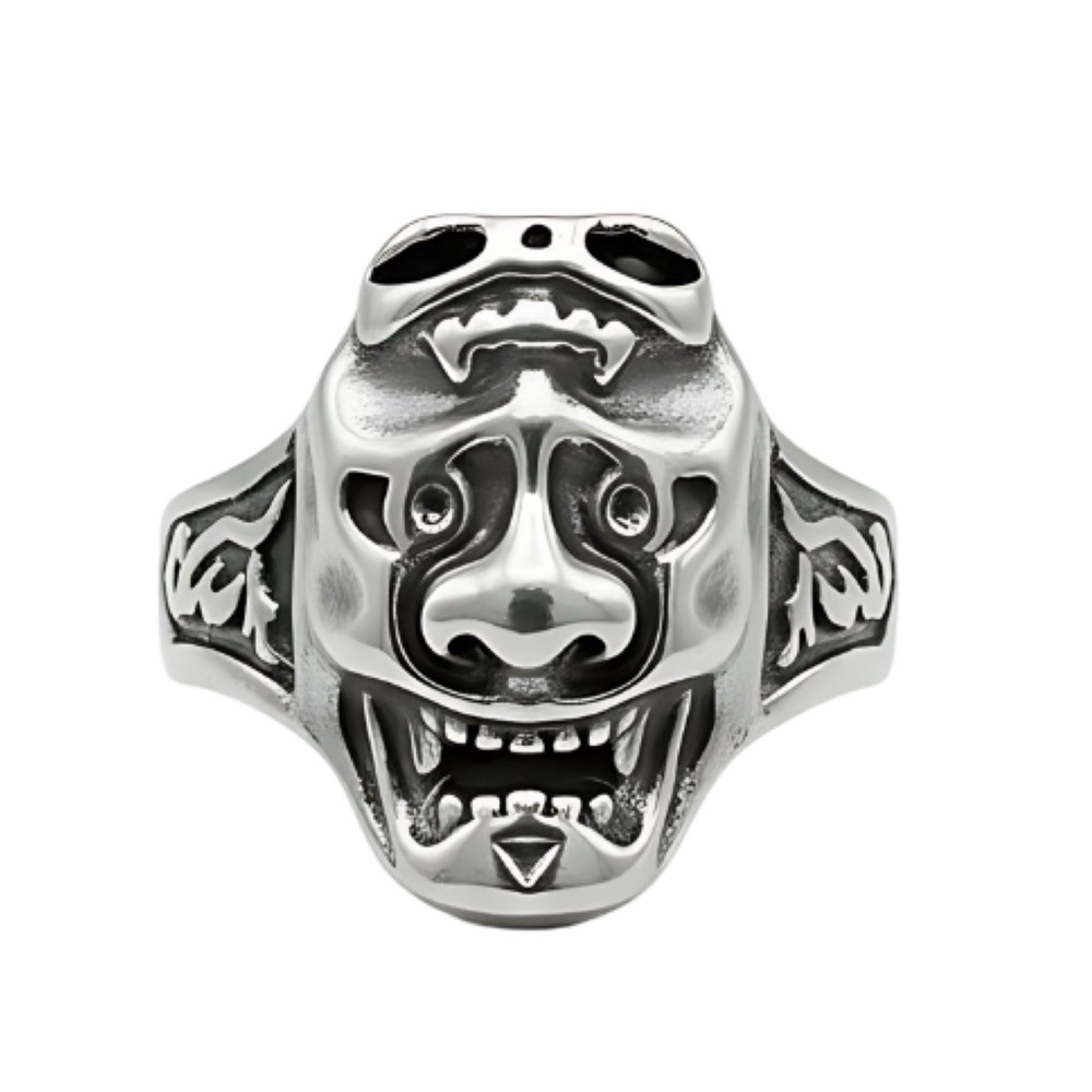 NEW Biker Goggles Polished Silver Skull Head Ring - Size 8.5